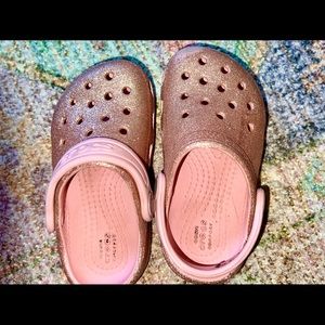 Pink glitter crocs